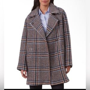 GERARD‎ DAREL Wool Coat Soline Double Breasted Coat In Blue & Brown Size 42